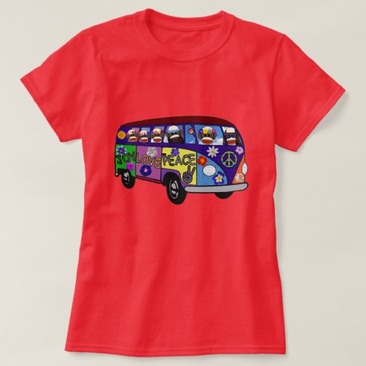 Sock Monkey Peace Bus  Tシャツ (デザイン正面)