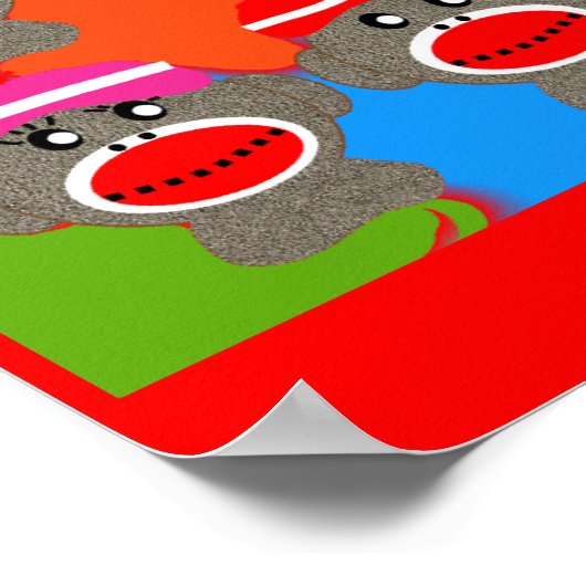 Sock Monkey Poster--Popart--6サル ポスター (角)