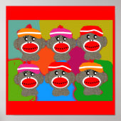 Sock Monkey Poster--Popart--6サル ポスター (正面)