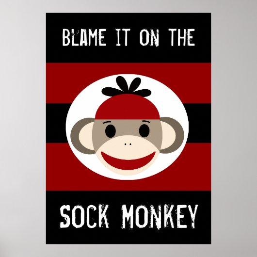 Sock Monkey Red Black Posterにそれを責める ポスター (正面)