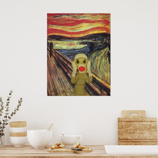 Sock Monkey Screamポスター ポスター (キッチン)