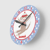 Sock Monkey Wall Clock (Blue)名前の追加 ラウンド壁時計 (傾斜)