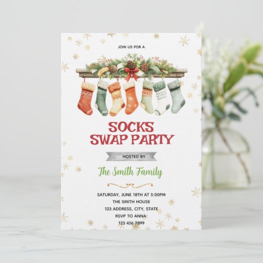 Sock Swap Christmas Party Invitation 招待状 (スタンド正面)