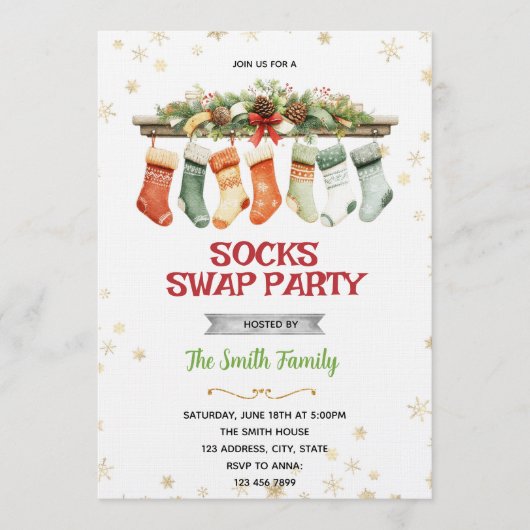 Sock Swap Christmas Party Invitation 招待状 (正面)