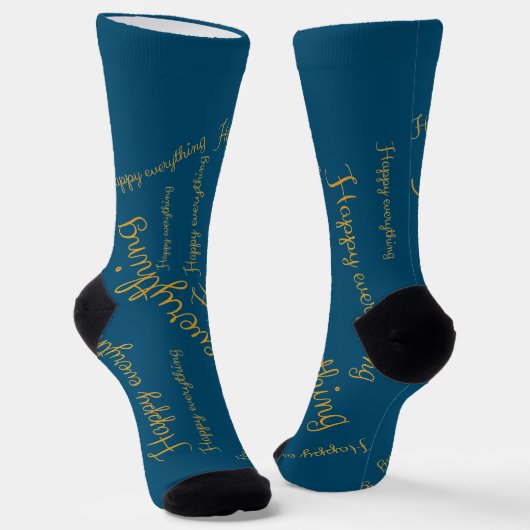 Socken mit goldener Schrift Happy Everything ソックス (傾斜あり)