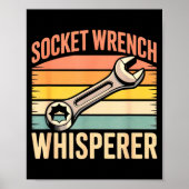 Socket Wrench Whisperer Retro Mechanic Crew Auto T ポスター (正面)