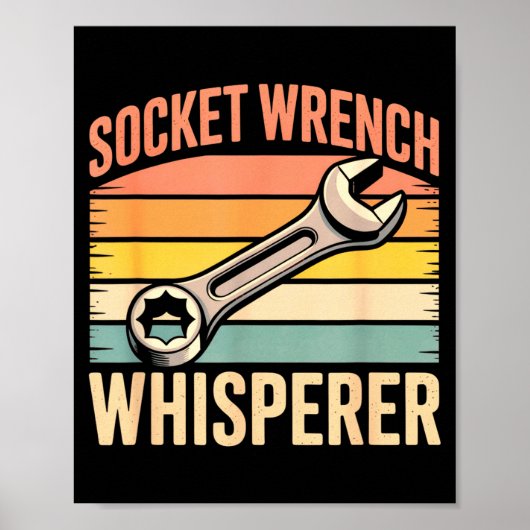 Socket Wrench Whisperer Retro Mechanic Crew Auto T ポスター (正面)