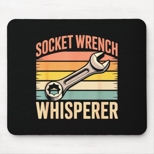 Socket Wrench Whisperer Retro Mechanic Crew Auto T マウスパッド (正面)
