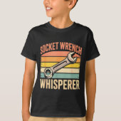 Socket Wrench Whisperer Retro Mechanic Crew Auto T Tシャツ (正面)