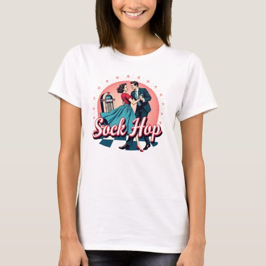 Sockhop 50sダンスレトロカップル画像 tシャツ (正面)