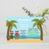 SockMonkeyルアウ（ハワイ式宴会）誕生日招待状 招待状 (スタンド正面)