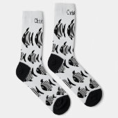 Socks Black And White Fish Design ソックス (右)