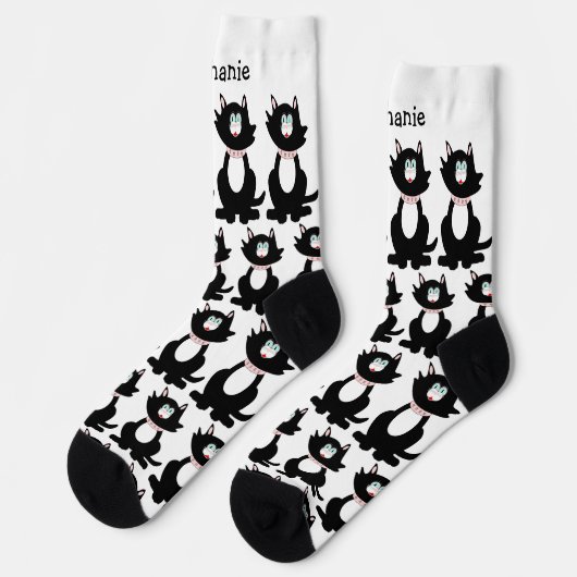 Socks Black Cat Design ソックス (左)