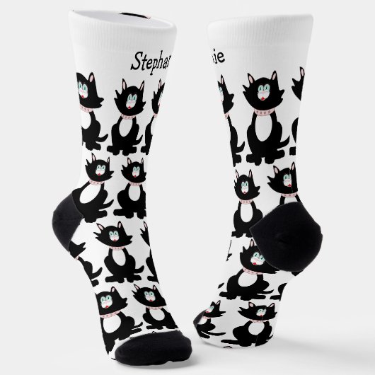 Socks Black Cat Design ソックス (傾斜あり)