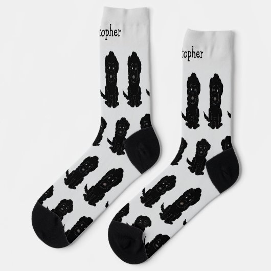 Socks Black Goldendoodle Design ソックス (左)