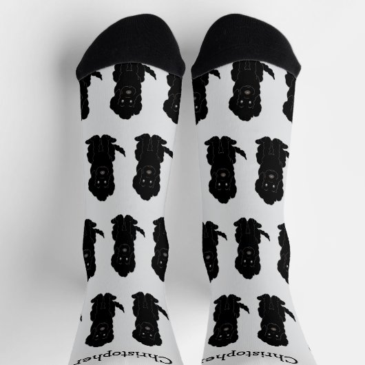 Socks Black Goldendoodle Design ソックス (上部)