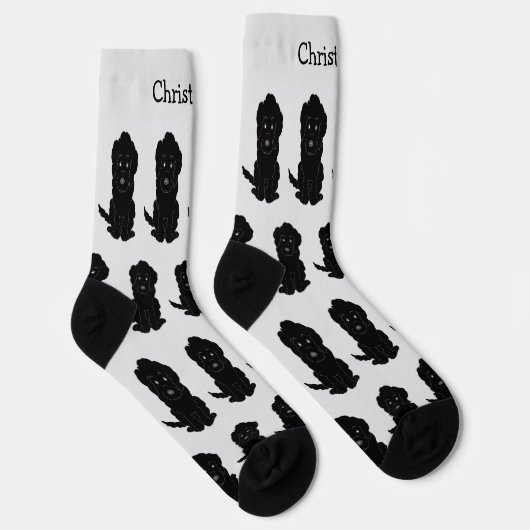 Socks Black Goldendoodle Design ソックス (右)