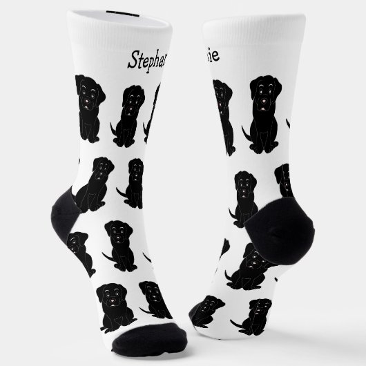 Socks Black Labrador Dog Design ソックス (傾斜あり)