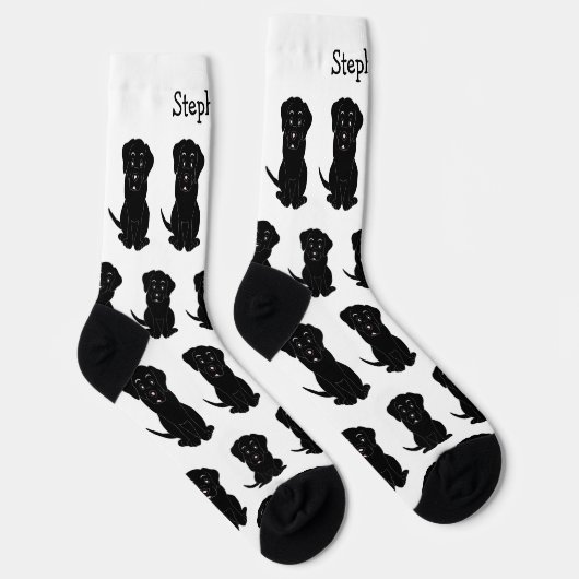 Socks Black Labrador Dog Design ソックス (右)