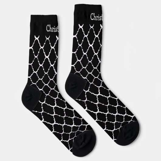 Socks Black Moroccan Pattern Design ソックス (右)