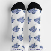 Socks Blue Butterfly Design ソックス (上部)