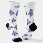 Socks Blue Butterfly Design ソックス (傾斜あり)