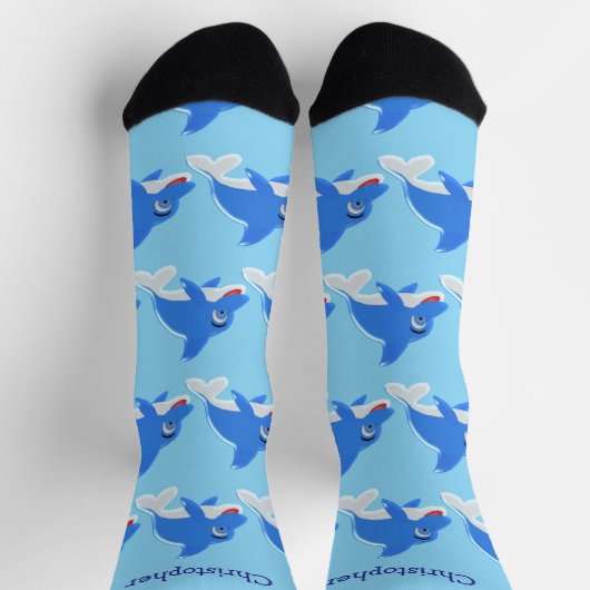 Socks Blue Dolphin Design ソックス (上部)
