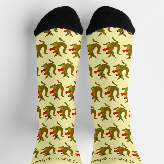 Socks Boxing Kangaroo Design ソックス (上部)