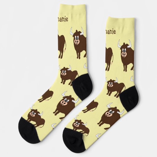 Socks Brown Bull Design ソックス (左)