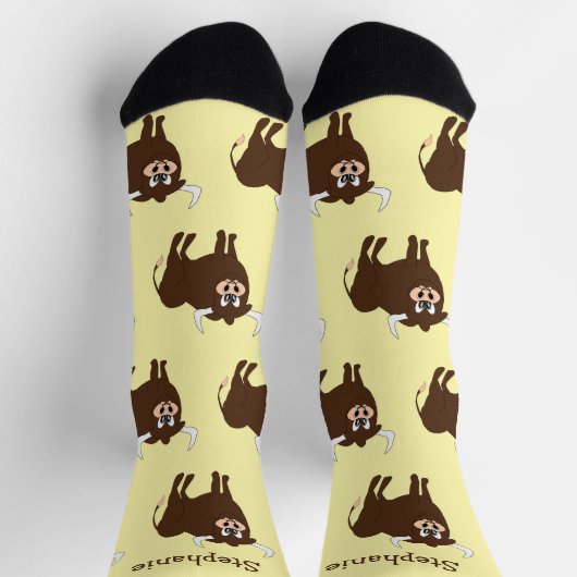 Socks Brown Bull Design ソックス (上部)