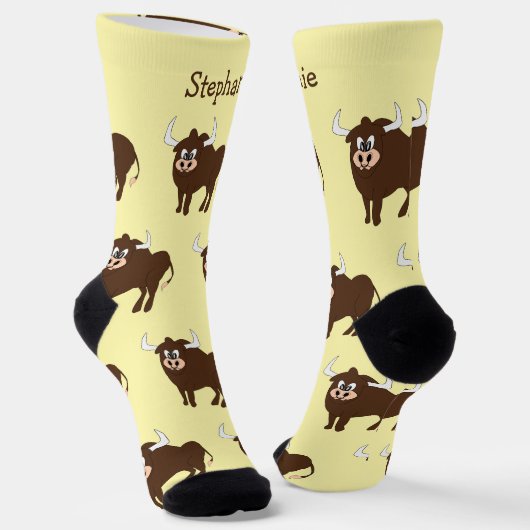 Socks Brown Bull Design ソックス (傾斜あり)