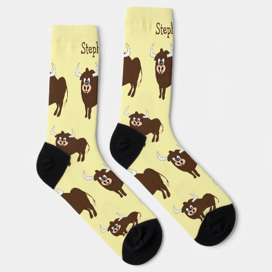 Socks Brown Bull Design ソックス (右)