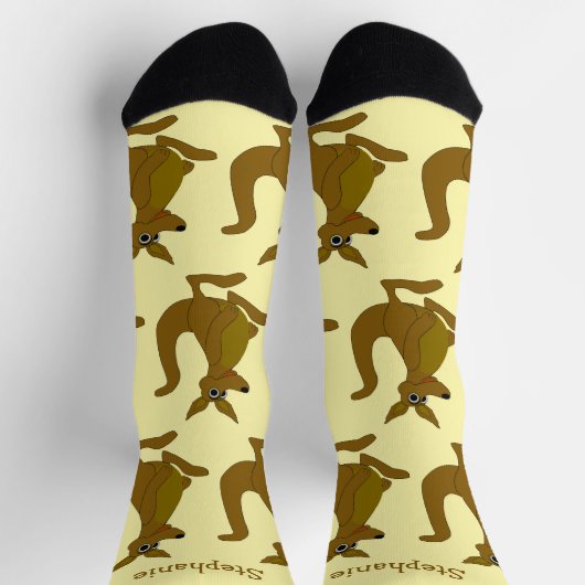 Socks Brown Kangaroo Design ソックス (上部)