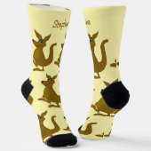 Socks Brown Kangaroo Design ソックス (傾斜あり)