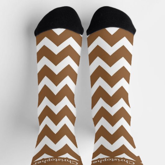 Socks Brown Zig Zag Design ソックス (上部)