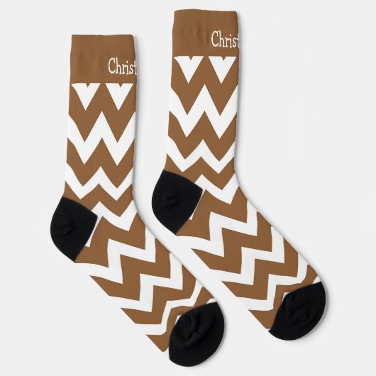 Socks Brown Zig Zag Design ソックス (右)