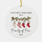 Socks Christmas as a Family of Four セラミックオーナメント (正面)