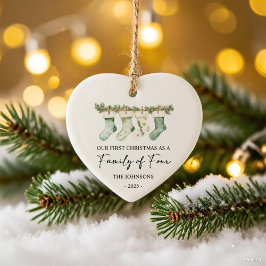 Socks Christmas as a Family of Four セラミックオーナメント