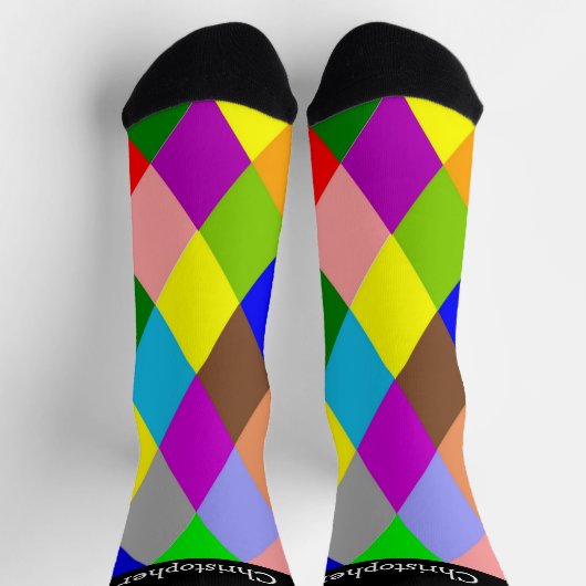 Socks Colourful Diamonds Design ソックス (上部)