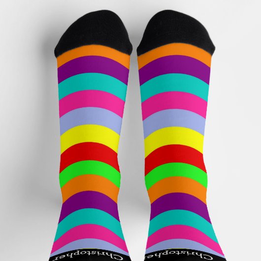 Socks Colourful Wavy Stripes Design ソックス (上部)
