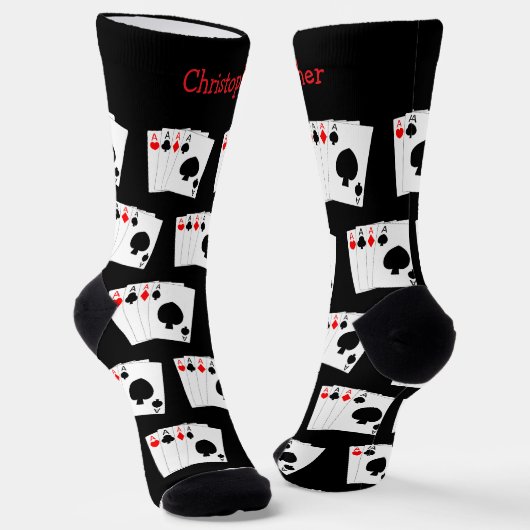 Socks Deck Of Cards Four Aces Design ソックス (傾斜あり)