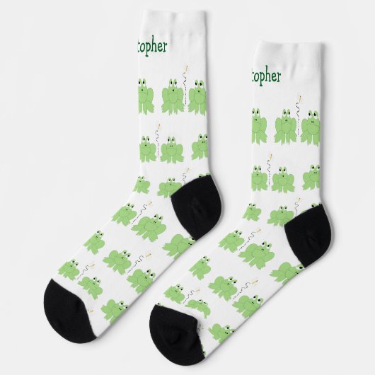 Socks Frogs And Dragonfly Design ソックス (左)