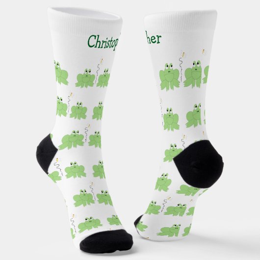 Socks Frogs And Dragonfly Design ソックス (傾斜あり)