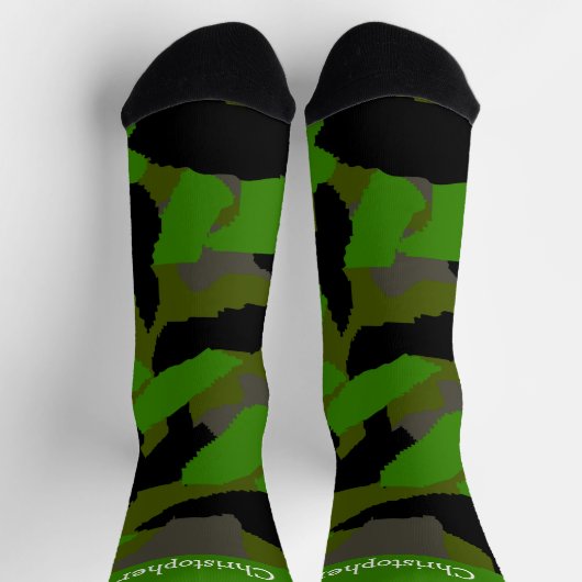 Socks Green Camouflage Design ソックス (上部)