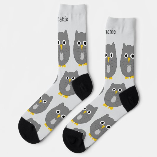 Socks Grey Owl Design ソックス (左)