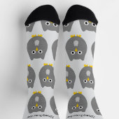 Socks Grey Owl Design ソックス (上部)