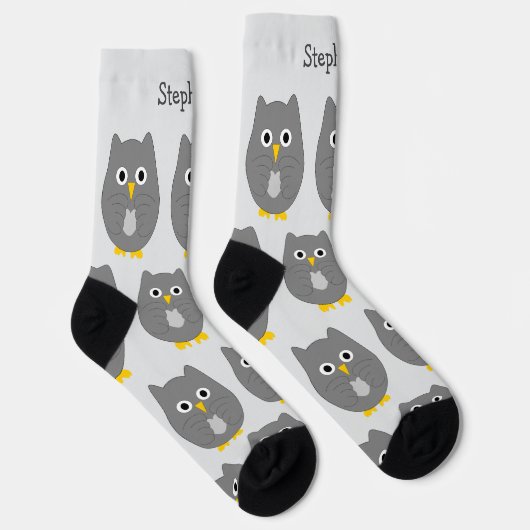 Socks Grey Owl Design ソックス (右)
