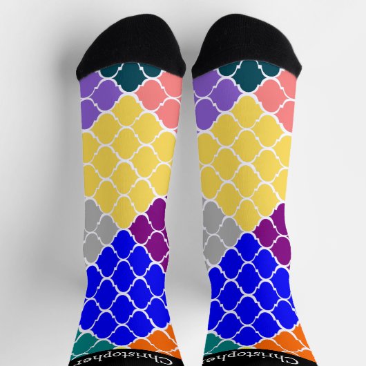 Socks Multi Coloured Moroccan Pattern Design ソックス (上部)