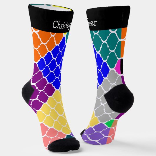 Socks Multi Coloured Moroccan Pattern Design ソックス (傾斜あり)