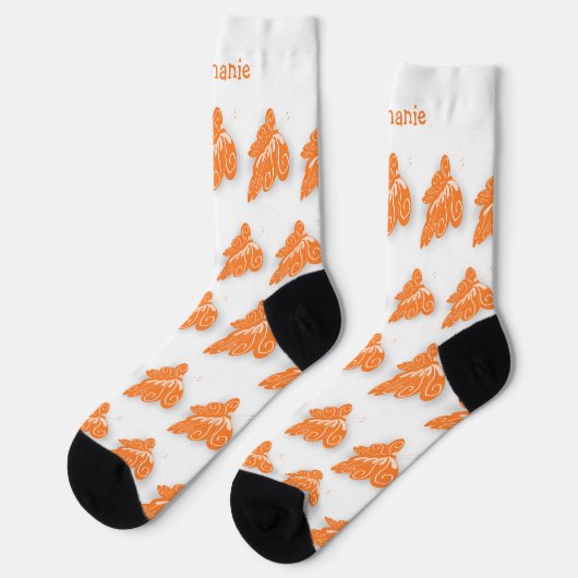 Socks Orange Butterfly Design ソックス (左)